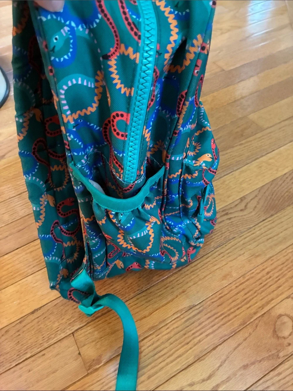 Crate&Barrel Teal w/snakes Backpack and Lunch Bag Set with Coral and Blue Accent